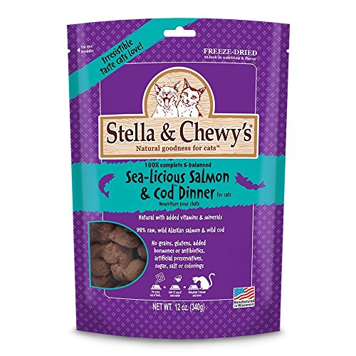 0186011001134 - STELLA & CHEWY'S FREEZE-DRIED SEA-LICIOUS SALMON AND COD CAT DINNER, 3.5 OZ BAG