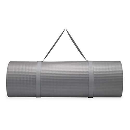 0018713619891 - GAIAM FITNESS MAT WITH CARRYING STRAP, 15MM, STORM