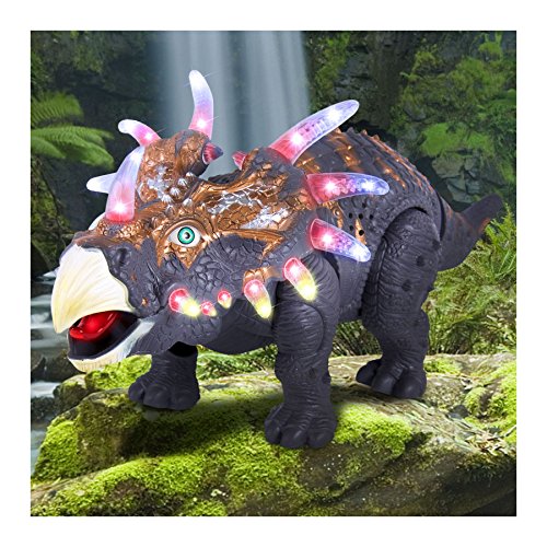 0018717043180 - WALKING DINOSAUR TRICERATOPS TOY FIGURE WITH MANY LIGHTS & SOUNDS, REAL MOVEMENT TOYS FOR KIDS
