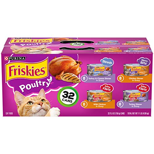 0018717214351 - FRISKIES WET CAT FOOD, POULTRY, 4-FLAVOR VARIETY PACK, 5.5-OUNCE CAN, PACK OF 32