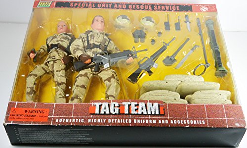 0018859337413 - POWER TEAM ELITE MILITARY SPECIAL UNIT AND RESCUE SERVICE TAG TEAM 11 1/2 FIGURES SET