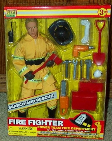 0018859342721 - POWER TEAM ELITE FIRE FIGHTER 12 FULLY POSEABLE ACTION FIGURE AUTHENTIC UNIFORM AND ACCESSORIES