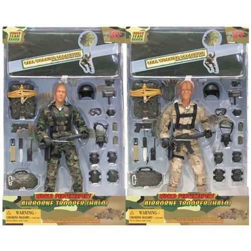 0018859906091 - POWER TEAM 12 PARATROOPER WITH WORKING PARACHUTE-CAUCASIAN
