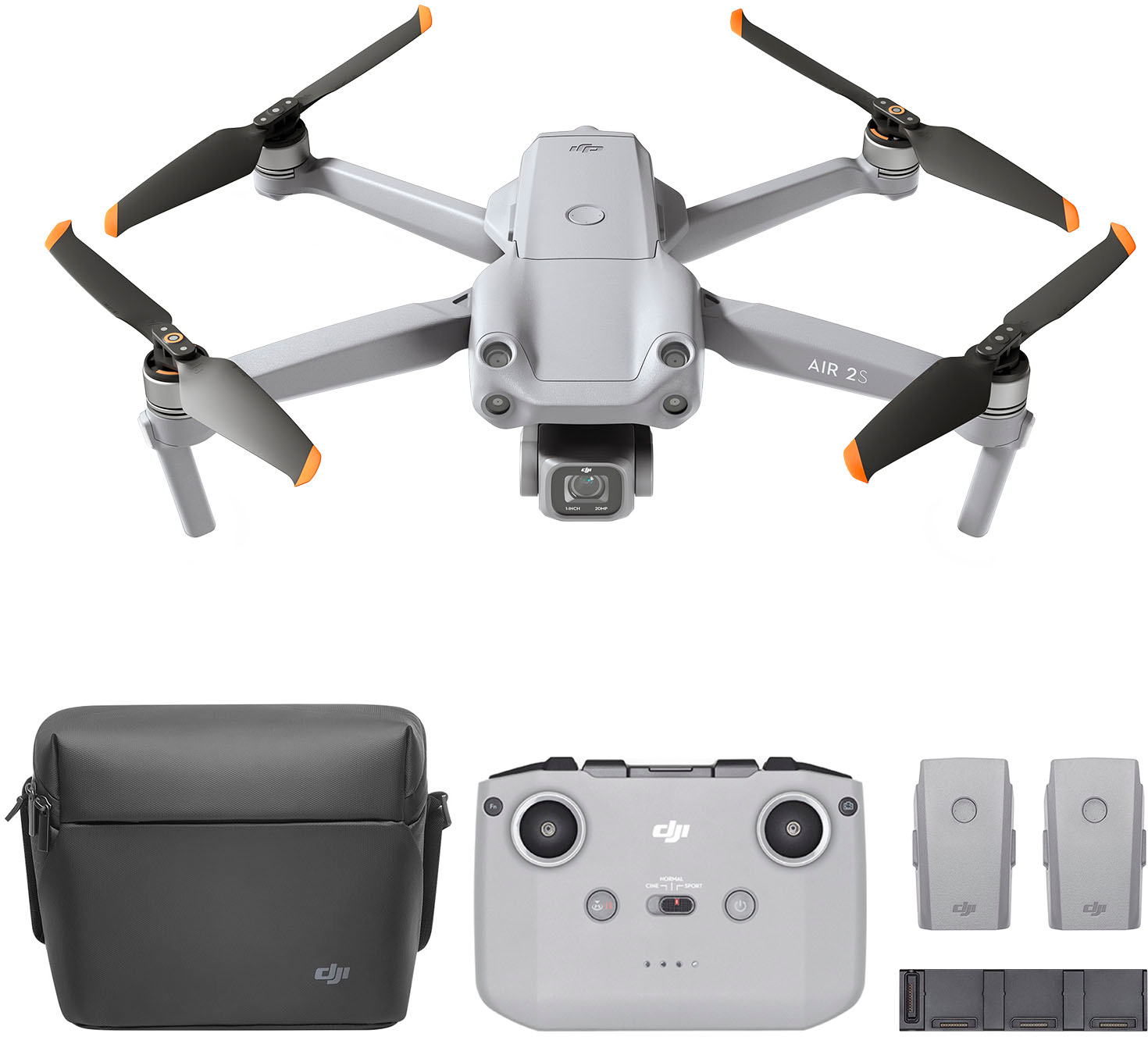 0190021036581 - DJI AIR 2S FLY MORE COMBO - DRONE WITH 3-AXIS GIMBAL CAMERA, 5.4K VIDEO, 1-INCH CMOS SENSOR, 4 DIRECTIONS OF OBSTACLE SENSING, 31-MIN FLIGHT TIME, MAX 7.5-MILE VIDEO TRANSMISSION, MASTERSHOTS, GRAY