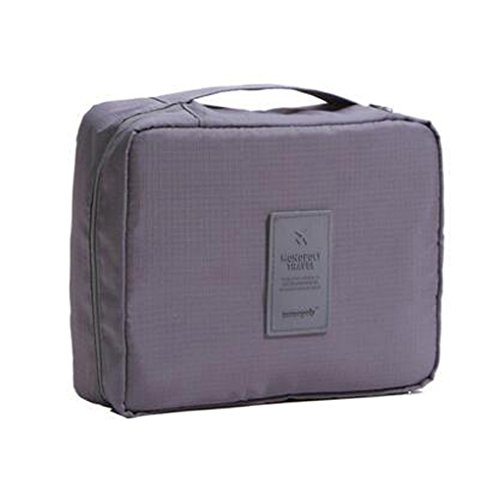 0019005574782 - M-EGAL TRAVEL COSMETIC MAKEUP TOILETRY CASE WASH ORGANIZER STORAGE POUCH BAG GREY