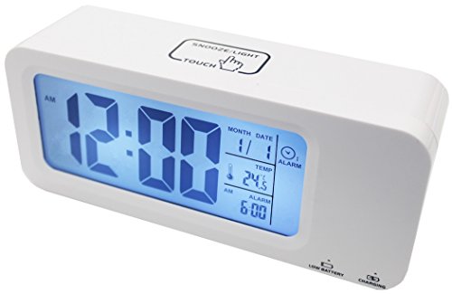0190073826758 - DIGITAL ALARM CLOCK, RTSU(TM) SMART CLOCK, TOUCH BUTTON, BUILT-IN LITHIUM BATTERY, BACKLIGHT WITH LOW LIGHT SENSOR, 7/5 DAY ALARM MODE, PROGRESSIVE ALARM, SNOOZE MONTH DATE TEMPERATURE DISPLAY