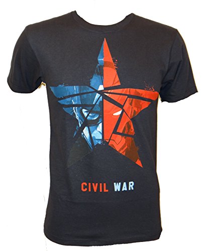 0190121106566 - CAPTAIN AMERICA CIVIL WAR RED BLUE STAR T-SHIRT (EXTRA LARGE,NAVY)