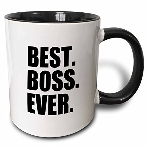 0190133040650 - 3DROSE BEST BOSS EVER FUN FUNNY HUMOROUS GIFTS FOR THE BOSS WORK OFFICE HUMOR BLACK TEXT TWO TONE BLACK MUG, 11 OZ, BLACK/WHITE