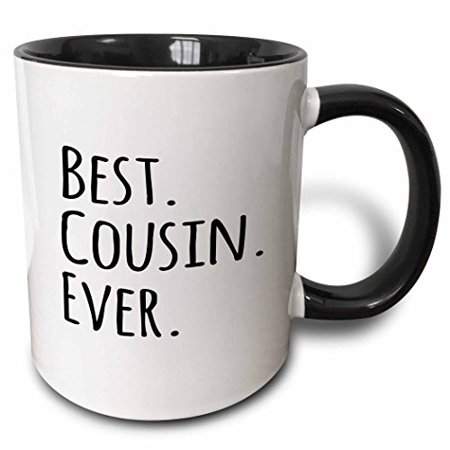 0190133040681 - 3DROSE BEST COUSIN EVER GIFTS FOR FAMILY AND RELATIVES BLACK TEXT TWO TONE BLACK MUG, 11 OZ, BLACK/WHITE