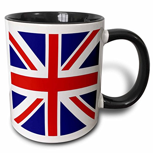0190133041749 - 3DROSE BRITISH FLAG RED WHITE BLUE UNION JACK GREAT BRITAIN UNITED KINGDOM UK ENGLAND ENGLISH SOUVENIR GB TWO TONE BLACK MUG, 11 OZ, BLACK/WHITE