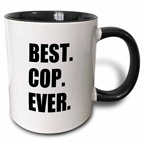 0190133042296 - 3DROSE BEST COP EVER FUN TEXT GIFTS FOR WORLDS GREATEST POLICE OFFICER TWO TONE BLACK MUG, 11 OZ, BLACK/WHITE