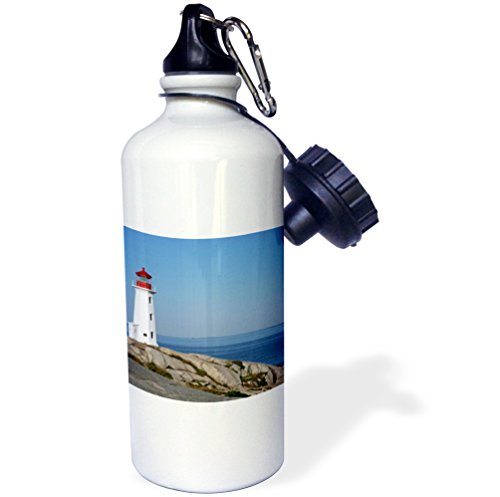 0190133047123 - 3DROSE LIGHTHOUSE, PEGGYS COVE, NOVA SCOTIA-CN07 KRS0013 KEITH AND REBECCA SNELL SPORTS WATER BOTTLE, 21 OZ, WHITE