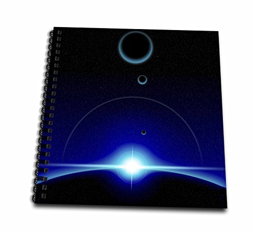 0190133060412 - 3DROSE DB_19255_1 SOLAR SCENE SHOWS THE BLUE LIGHT OF A STAR CRESTING THE TOP EDGE OF A PLANET IN SPACE DRAWING BOOK, 8 BY 8