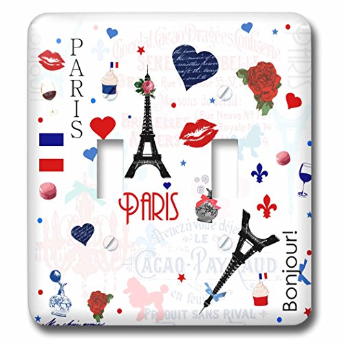 0190133085781 - 3DROSE LSP_113055_2 PARIS PATTERN GIRLY RED WHITE BLUE CHIC VINTAGE CLASSY STYLISH PRETTY CUTE ROMANTIC FRENCH FRANCE DOUBLE TOGGLE SWITCH