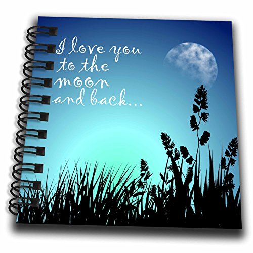 0190133122851 - 3DROSE DB_220301_3 BEAUTIFUL BLUE NIGHT SCENE- I LOVE YOU TO THE MOON AND BACK MINI NOTEPAD, 4 BY 4