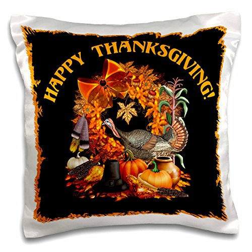 0190133132836 - 3DROSE THANKSGIVING FEATURING A WILD TURKEY, NATIVE AMERICAN AND PILGRIM THEMES, THE FALL HARVEST AND MORE - PILLOW CASE, 16 BY 16-INCH (PC_11684_1)