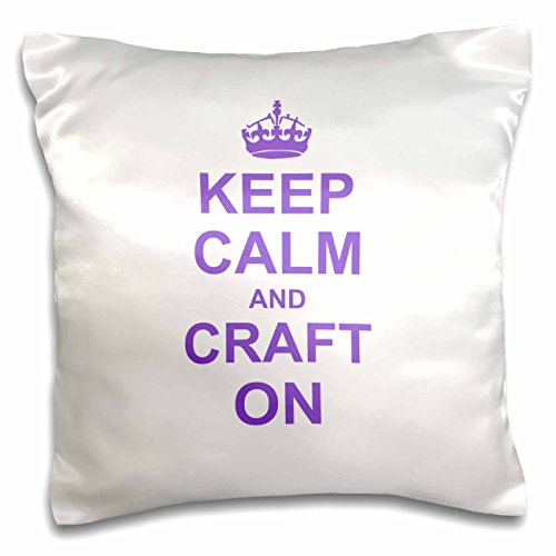 0190133133987 - 3DROSE KEEP CALM AND CRAFT ON - CARRY ON CRAFTING - GIFT FOR CRAFTERS - PURPLE FUN FUNNY HUMOR HUMOROUS - PILLOW CASE, 16 BY 16-INCH (PC_157702_1)