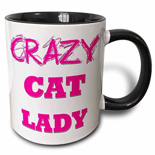 0190133140497 - 3DROSE CRAZY CAT LADY - TWO TONE BLACK MUG, 11OZ (MUG_174972_4), 11 OZ, BLACK/WHITE