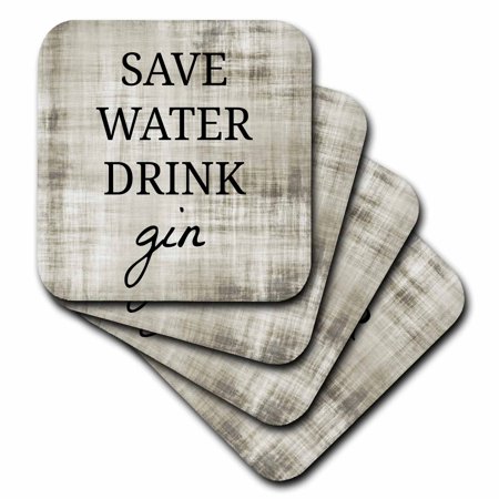 0190133155781 - 3DROSE SAVE WATER DRINK GIN, CERAMIC TILE COASTERS, SET OF 4