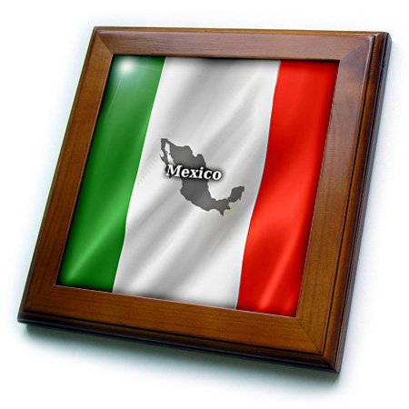 0190133181261 - 3DROSE FT_204482_1 MEXICAN FLAG DESIGN FRAMED TILE, 8 X 8
