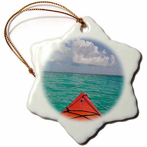 0190133210473 - 3DROSE BELIZE, CARIBBEAN SEA. KAYAKING OFF THE COAST OF SOUTHWATER CAY. - SNOWFLAKE ORNAMENT, PORCELAIN, 3-INCH (ORN_187668_1)