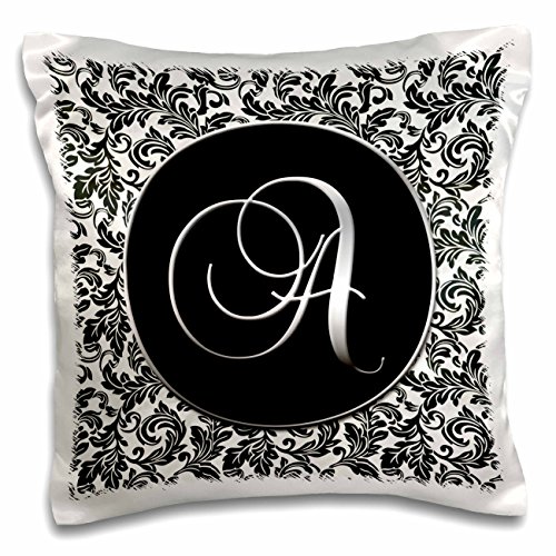 0190133227334 - 3DROSE PC_38750_1 LETTER A-BLACK AND WHITE DAMASK-PILLOW CASE, 16 BY 16