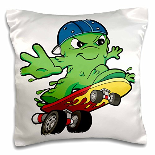 0190133231201 - 3DROSE PC_102277_1 SILLY BOOGIE MONSTER ON A SKATEBOARD-PILLOW CASE, 16 BY 16