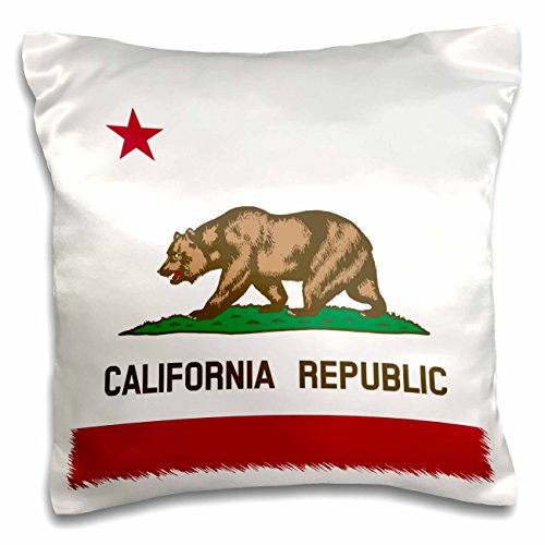 0190133237586 - 3DROSE PC_158295_1 FLAG OF CALIFORNIA REPUBLIC US AMERICAN STATE UNITED STATES OF AMERICA THE BEAR FLAG WHITE RED PILLOW CASE, 16 X 16
