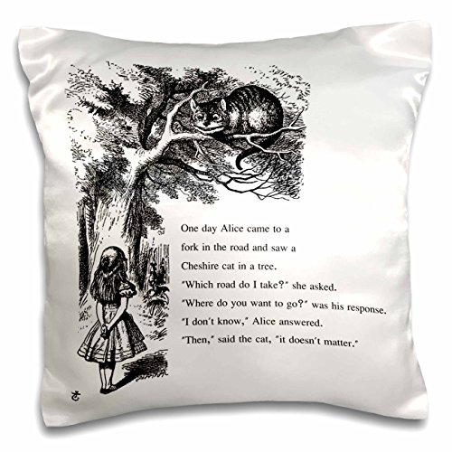 0190133242948 - 3DROSE PC_193782_1 WHICH ROAD DO I TAKE CHESHIRE CAT ALICE IN WONDERLAND JOHN TENNIEL PILLOW CASE, 16 X 16