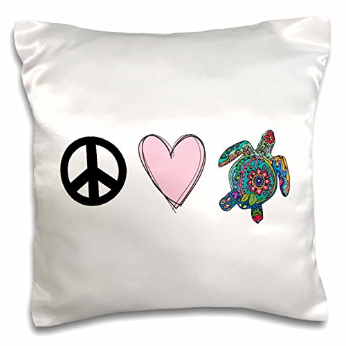0190133370887 - 3DROSE PEACE LOVE TURTLES-PILLOW CASE, 16 BY 16 (PC_149815_1)