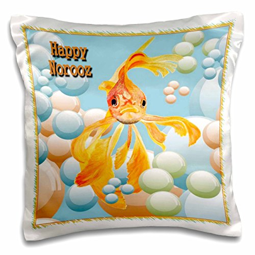 0190133435166 - 3DROSE PC_48481_1 HAPPY NOROOZ- NOWROOZ, IRANIAN NEW YEAR, PERSIAN NEW YEAR, MARCH, 21, GOLDFISH, FANTAIL - PILLOW CASE, 16 BY 16