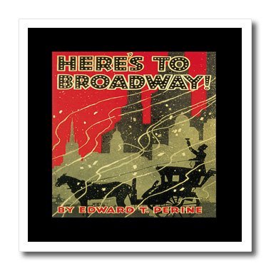 0190133496273 - 3DROSE HT_170850_3 HERSE TO BROADWAY POSTER WITH HORSES AND A CARRIAGE-IRON ON HEAT TRANSFER, 10 BY 10, FOR WHITE MATERIAL
