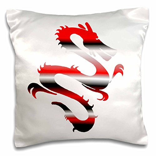 0190133502004 - 3DROSE PC_204316_1 PRINT OF ASIAN RED AND GRAY DRAGON-PILLOW CASE, 16 BY 16