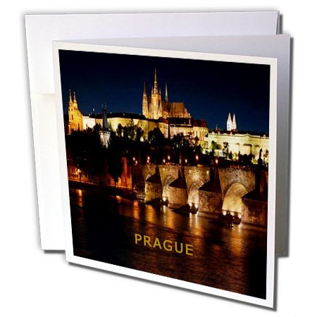 0190133514038 - FLORENE WORLDS EXOTIC SPOTS - PRAGUE CZECH REPUBLIC AT NIGHT - GREETING CARDS-1 GREETING CARD WITH ENVELOPE (GC_80864_5)
