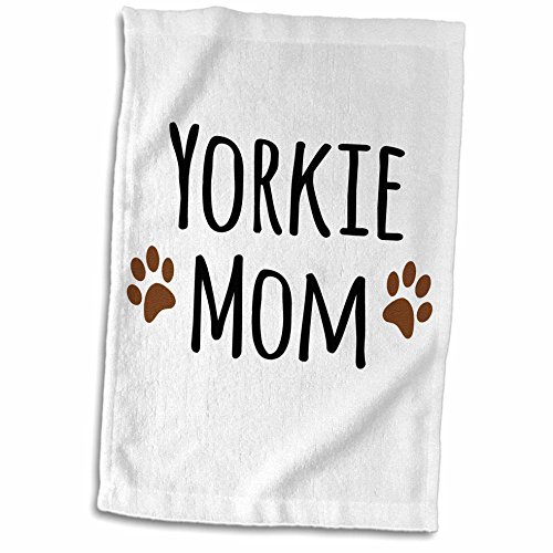 0190133977390 - 3DROSE INSPIRATIONZSTORE PET DESIGNS - YORKIE DOG MOM - YORKSHIRE TERRIER - DOGGIE BY BREED - DOGGY LOVER BROWN PAW PRINTS - MAMA PET OWNER - 12X18 HAND TOWEL (TWL_154219_1)