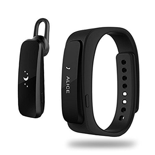 0190149011187 - BEYOUNG(TM) BLUETOOTH SMART EARPHONE WRISTBAND BRACELET ACTIVITY AND SLEEP TRACKER WITH PEDOMETER CALORIES COUNTER SLEEP RECORD ALARM CLOCK WEIGHT INPUT FOR IOS ANDROID DEVICES (BLACK)