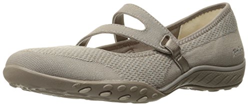 0190211116789 - SKECHERS SPORT WOMEN'S BREATHE EASY LUCKY LADY MARY JANE FLAT, TAUPE KNIT MESH/LIGHT TAUPE TRIM, 10 M US