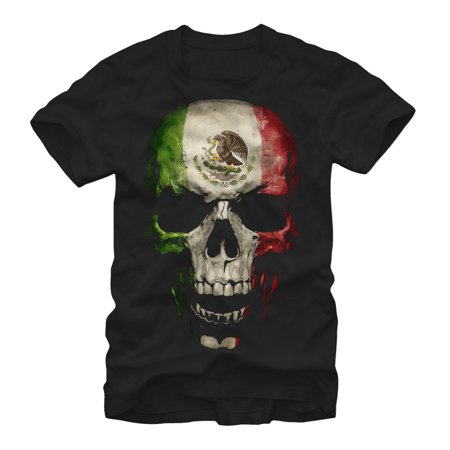 0190272585081 - AZTLAN MEN’S MEXICAN FLAG SKULL T-SHIRT