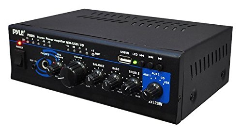 0190283095548 - PYLE HOME PTAU45 MINI 2X120 WATT MAX STEREO POWER AMPLIFIER WITH USB/CD/AUX INPUTS