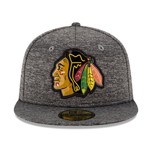 0190291516035 - NEW ERA 59FIFTY CHICAGO BLACKHAWKS BEVEL FITTED (7 1/2, STEEL HEATHER GREY)
