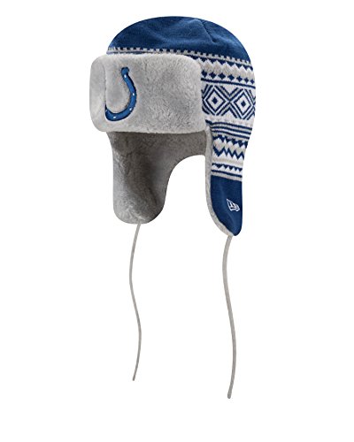 0190291760841 - NFL INDIANAPOLIS COLTS TEAM TRIM TRAPPER KNIT HAT, ONE SIZE, BLUE/SILVER