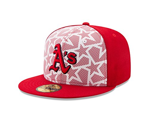 0190291949208 - MLB OAKLAND ATHLETICS MEN'S 2016 STARS & STRIPES 59FIFTY FITTED CAP, SIZE 7 3/4, SCARLET