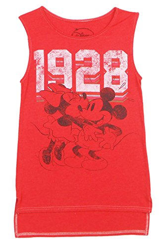 0190344824308 - DISNEY JUNIORS 1928 MICKEY AND MINNIE KISS HI-LOW MUSCLE T-SHIRT RED SMALL