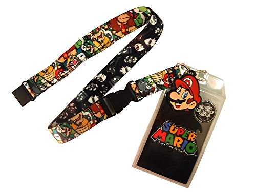 0190371020391 - NINTENTO SUPER MARIO CHARACTERS LANYARD WITH CHARM AND ID BADGE HOLDER