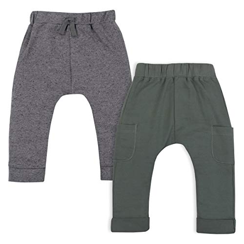 0190489132191 - LAMAZE ORGANIC BABY BABY BOYS’ PULL ON JOGGER 2 PACK PANTS, GREY/GREEN, 6 MONTHS