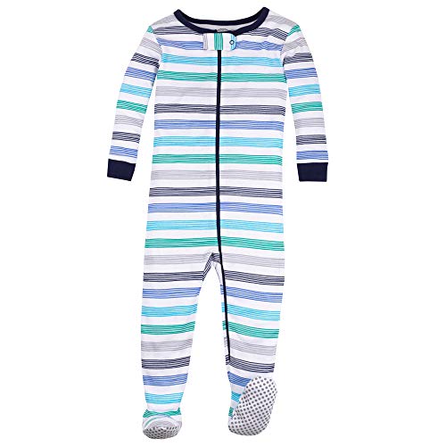 0190489365353 - LAMAZE ORGANIC BABY BOYS STRETCHIE ONE PIECE SLEEPWEAR, BABY AND TODDLER, FOOTED, ZIPPER, ROYAL, 9M