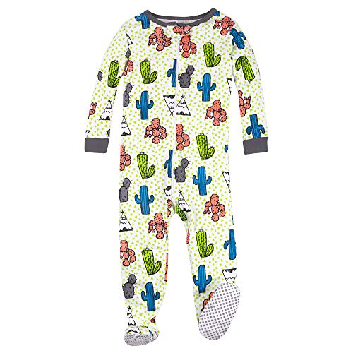 0190489365599 - LAMAZE ORGANIC BABY BOYS STRETCHIE ONE PIECE SLEEPWEAR, BABY AND TODDLER, FOOTED, ZIPPER, CACTUS, 9M