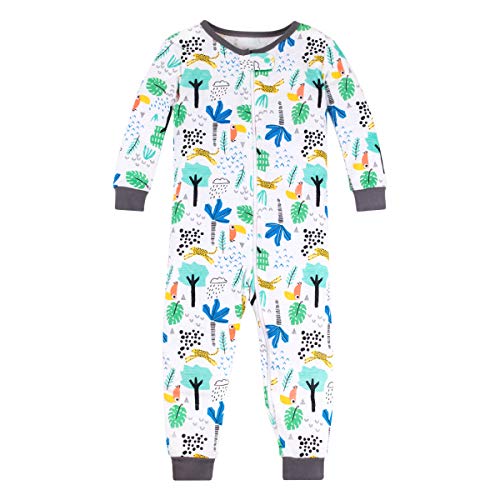 0190489904590 - LAMAZE BOYS SUPER COMBED NATURAL COTTON FOOTLESS STRETCHIE ONE PIECE SLEEPWEAR, BABY AND TODDLER, ZIPPER, 1 PACK, TROPICAL TREES AND ANIMALS, 18 MONTHS