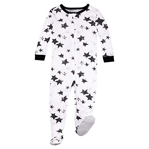 0190489904828 - LAMAZE SUPER COMBED NATURAL COTTON FOOTED STRETCHIE ONE PIECE SLEEPWEAR, BABY AND TODDLER, ZIPPER, 1 PACK, BLACK STARS, 3T