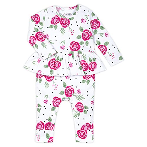 0190489906396 - LAMAZE BABY GIRLS SUPER COMBED NATURAL ROMPER, 1 PIECE COVERALL, SLEEVE JUMPSUIT WITH LONG PANTS, 1 PACK, BURGUNDY ROSES, 18 MONTHS